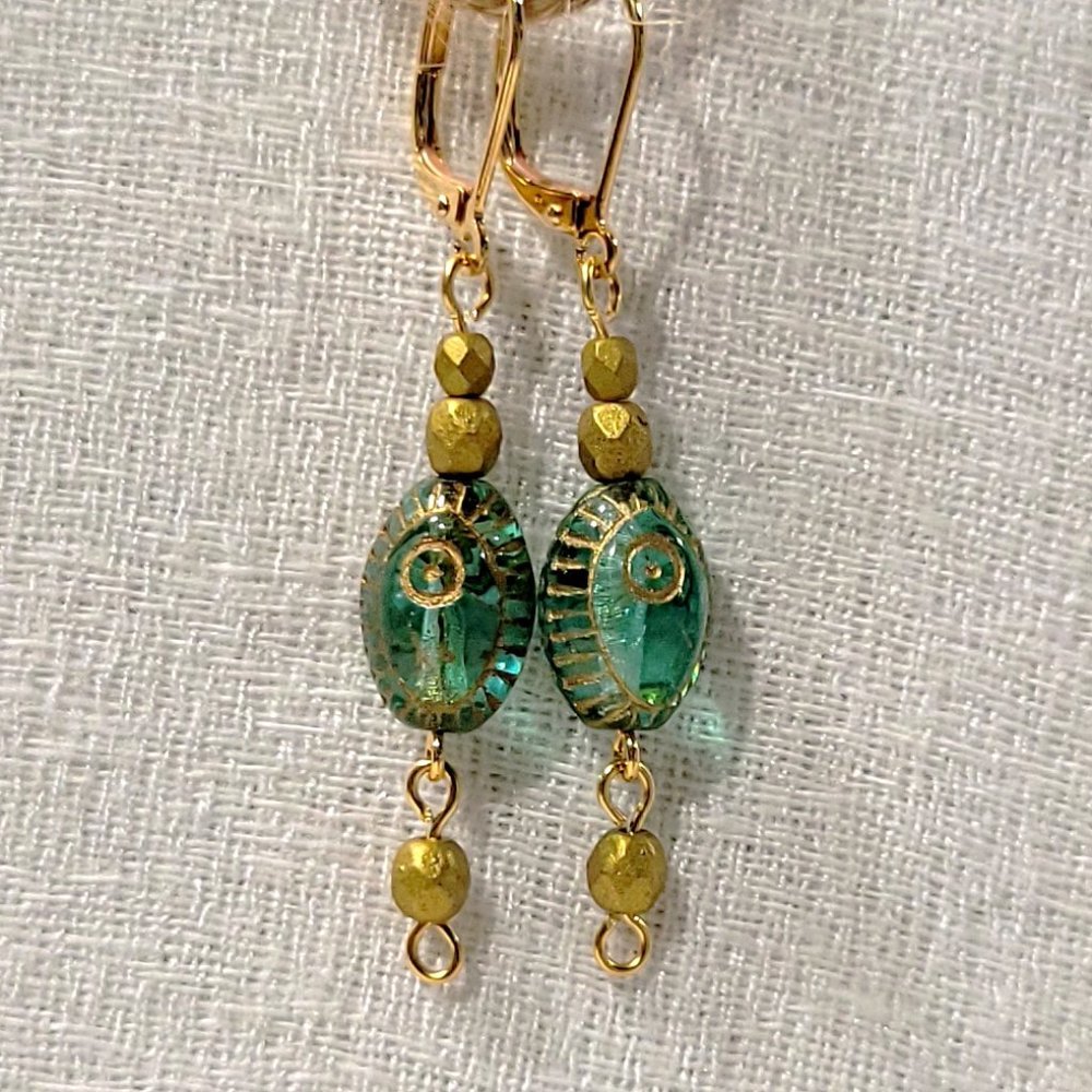 Etched Czech Glass Earrings